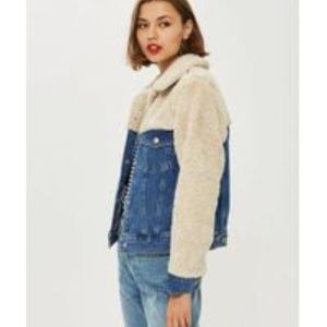 Topshop Denim Sherpa Jacket